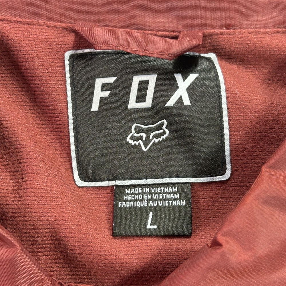Fox Jacket Mens Large Red Coach Snap Front Nylon Lined Windbreaker Moto - Picture 4 of 10